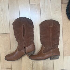 Brown Leather and Suede Women's Boots